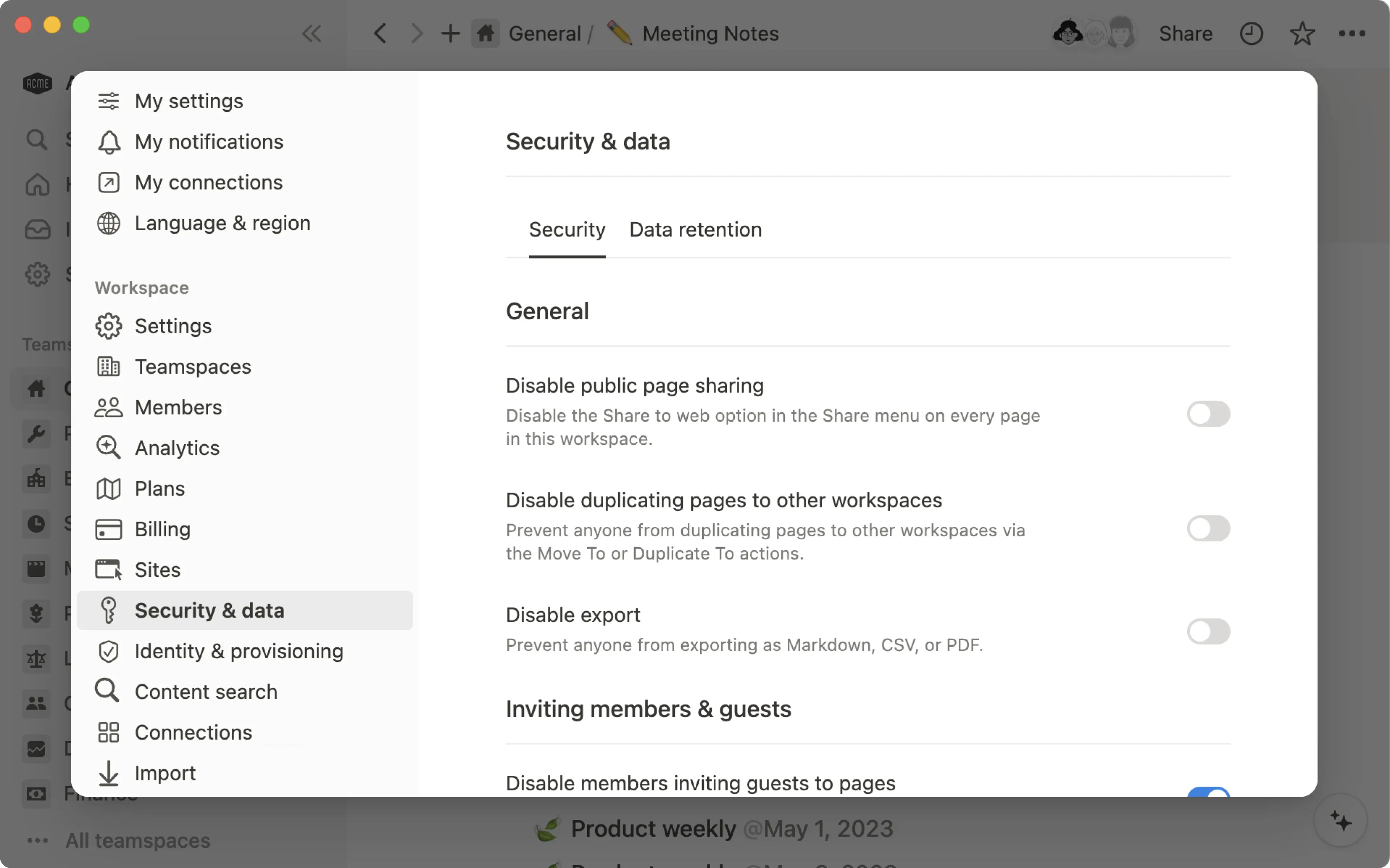 hc: security settings for enterprise