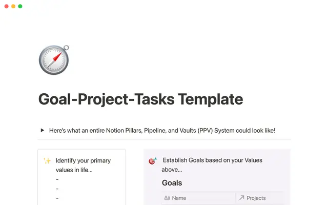 Goal-Project-Tasks Template
